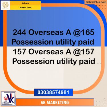 Residential Plot for Sale in Overseas A -  Bahria Town, Lahore - (BP-154251)