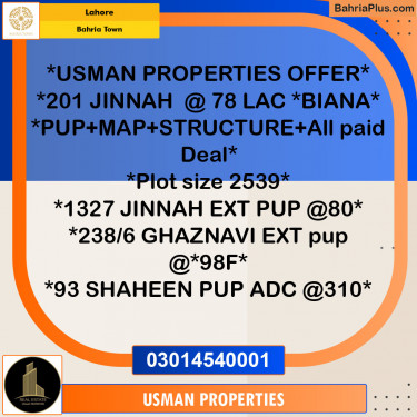 Residential Plot for Sale in Sector E - Jinnah Block -  Bahria Town, Lahore - (BP-154280)