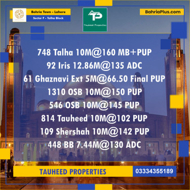 Residential Plot for Sale in Sector F - Talha Block -  Bahria Town, Lahore - (BP-154289)