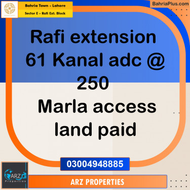 Residential Plot for Sale in Sector E - Rafi Ext. Block -  Bahria Town, Lahore - (BP-154347)