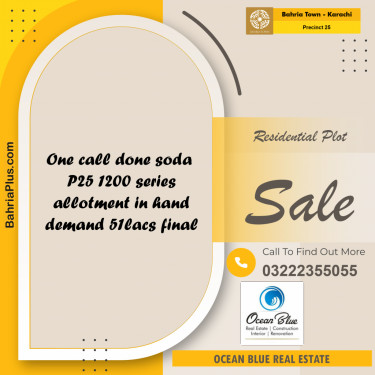 125 Sq. Yards Residential Plot for Sale in Precinct 25 -  Bahria Town, Karachi - (BP-154394)