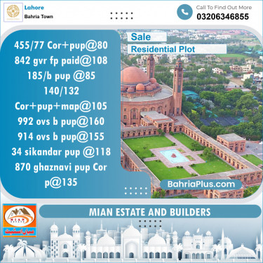Residential Plot for Sale in Bahria Town, Lahore - (BP-154404)