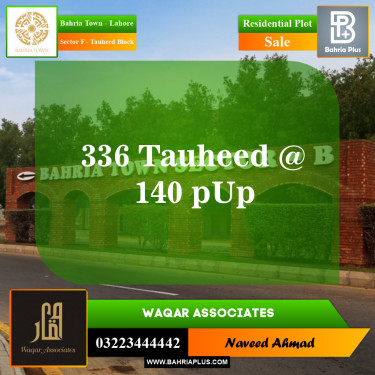 Residential Plot for Sale in Sector F - Tauheed Block -  Bahria Town, Lahore - (BP-154410)