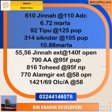 Residential Plot for Sale in Bahria Town, Lahore - (BP-154448)