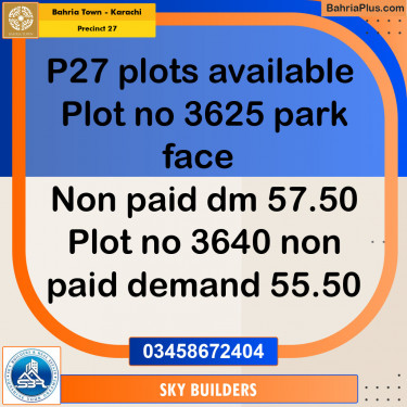Residential Plot for Sale in Precinct 27 -  Bahria Town, Karachi - (BP-154452)