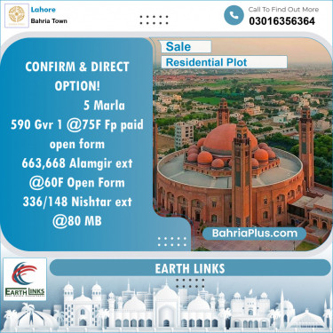 Residential Plot for Sale in Bahria Town, Lahore - (BP-154469)