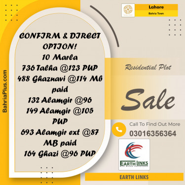 Residential Plot for Sale in Sector F - Talha Block -  Bahria Town, Lahore - (BP-154471)