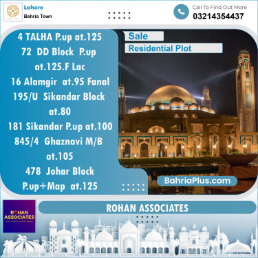Residential Plot for Sale in Sector F - Talha Block -  Bahria Town, Lahore - (BP-154511)