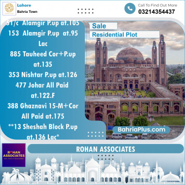 Residential Plot for Sale in Sector F - Alamgir Block -  Bahria Town, Lahore - (BP-154513)
