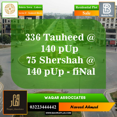 Residential Plot for Sale in Sector F - Tauheed Block -  Bahria Town, Lahore - (BP-154520)