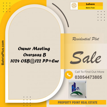 Residential Plot for Sale in Overseas B -  Bahria Town, Lahore - (BP-154533)