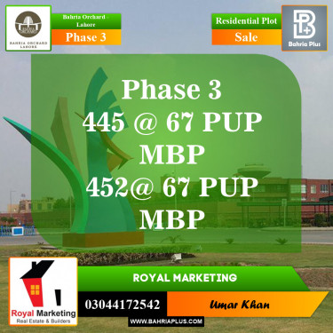 Residential Plot for Sale in Phase 3 -  Bahria Orchard, Lahore - (BP-154552)