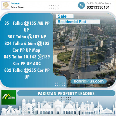 Residential Plot for Sale in Sector F - Talha Block -  Bahria Town, Lahore - (BP-154591)