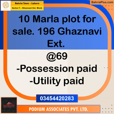 Residential Plot for Sale in Sector F - Ghaznavi Ext. Block -  Bahria Town, Lahore - (BP-154646)