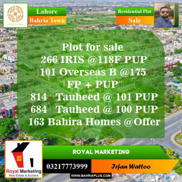 Residential Plot for Sale in Sector C - Iris Block -  Bahria Town, Lahore - (BP-154658)