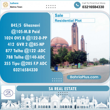 Residential Plot for Sale in Sector F - Ghaznavi Block -  Bahria Town, Lahore - (BP-154690)