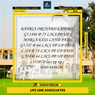 Residential Plot for Sale in Phase 4 - G5 Block -  Bahria Orchard, Lahore - (BP-154720)