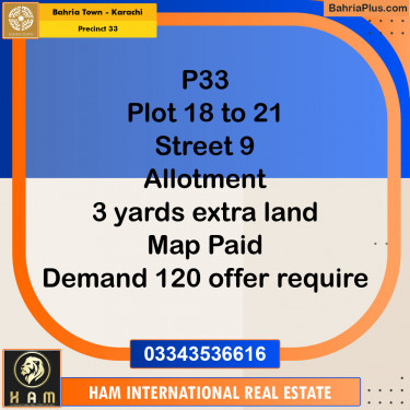 Residential Plot for Sale in Precinct 33 -  Bahria Town, Karachi - (BP-154727)