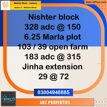 Residential Plot for Sale in Sector E - Nishtar Block -  Bahria Town, Lahore - (BP-154742)