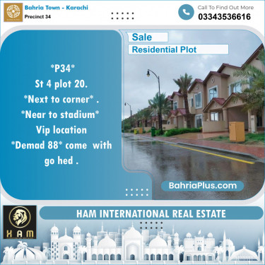 250 Sq. Yards Residential Plot for Sale in Precinct 34 -  Bahria Town, Karachi - (BP-154758)