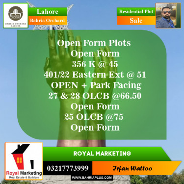 Residential Plot for Sale in Bahria Orchard, Lahore - (BP-154818)