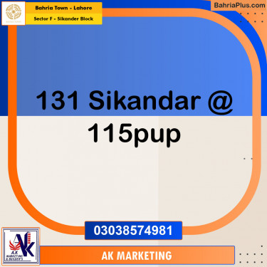 Residential Plot for Sale in Sector F - Sikander Block -  Bahria Town, Lahore - (BP-154849)