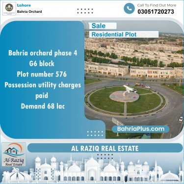 Residential Plot for Sale in Phase 4 - G6 Block -  Bahria Orchard, Lahore - (BP-154901)