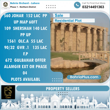 Residential Plot for Sale in Phase 1 - Northern District -  Bahria Orchard, Lahore - (BP-154907)
