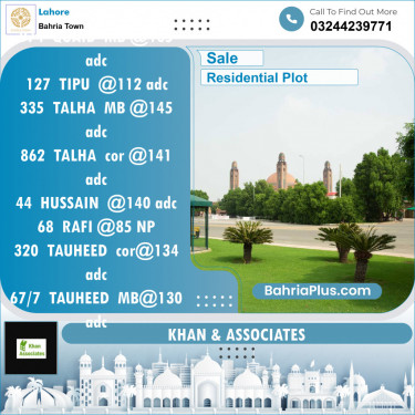 Residential Plot for Sale in Bahria Town, Lahore - (BP-154913)
