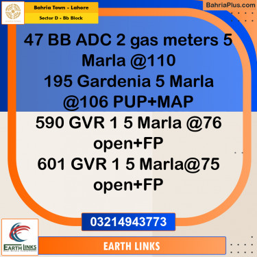 Residential Plot for Sale in Sector D - BB Block -  Bahria Town, Lahore - (BP-154960)