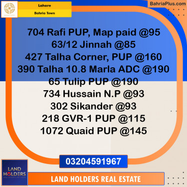 Residential Plot for Sale in Bahria Town, Lahore - (BP-154967)
