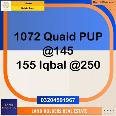 Residential Plot for Sale in Bahria Town, Lahore - (BP-154969)