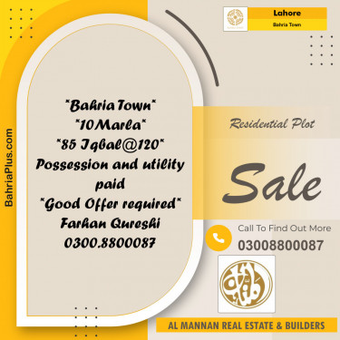 Residential Plot for Sale in Bahria Town, Lahore - (BP-155002)
