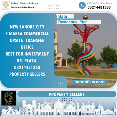 Residential Plot for Sale in Sector A - Babar Block -  Bahria Town, Lahore - (BP-155031)