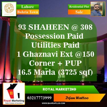 Residential Plot for Sale in Bahria Town, Lahore - (BP-155044)