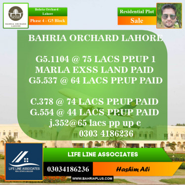 Residential Plot for Sale in Phase 4 - G5 Block -  Bahria Orchard, Lahore - (BP-155062)