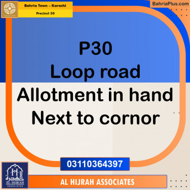 250 Sq. Yards Residential Plot for Sale in Precinct 30 -  Bahria Town, Karachi - (BP-155072)