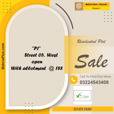 250 Sq. Yards Residential Plot for Sale in Precinct 1 -  Bahria Town, Karachi - (BP-155094)