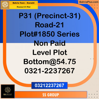 Residential Plot for Sale in Precinct 31 Plot -  Bahria Town, Karachi - (BP-155106)