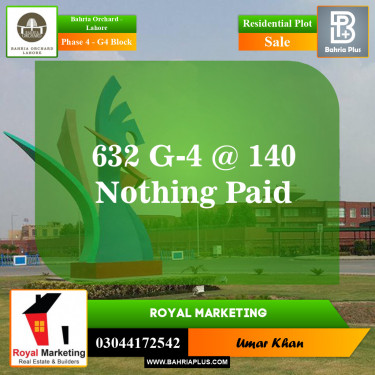 Residential Plot for Sale in Phase 4 - G4 Block -  Bahria Orchard, Lahore - (BP-155133)