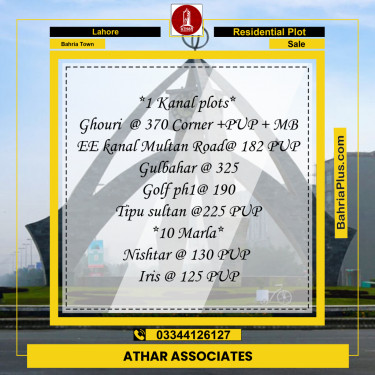 Residential Plot for Sale in Sector B - Ghouri Block -  Bahria Town, Lahore - (BP-155153)
