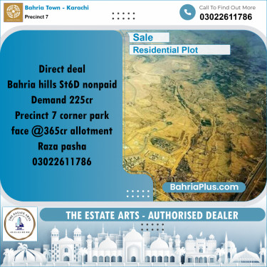 1000 Sq. Yards Residential Plot for Sale in Precinct 7 -  Bahria Town, Karachi - (BP-155157)