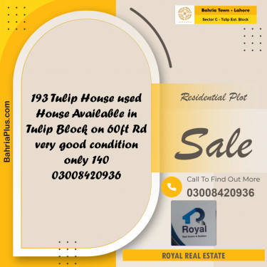 Residential Plot for Sale in Sector C - Tulip Ext. Block -  Bahria Town, Lahore - (BP-155176)