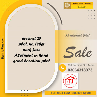 Residential Plot for Sale in Precinct 27 -  Bahria Town, Karachi - (BP-155193)