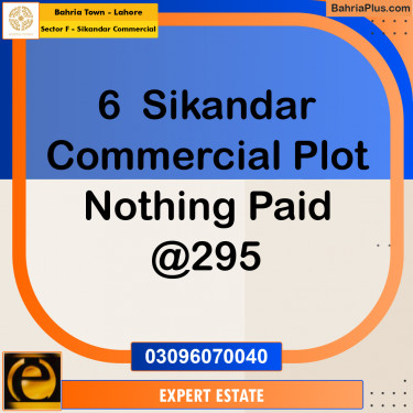 Commercial Plot for Sale in Sector F - Sikandar Commercial -  Bahria Town, Lahore - (BP-155199)