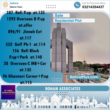 Residential Plot for Sale in Sector E - Rafi Block -  Bahria Town, Lahore - (BP-155219)