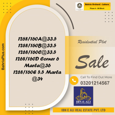 Residential Plot for Sale in Phase 4 - G6 Block -  Bahria Orchard, Lahore - (BP-155220)