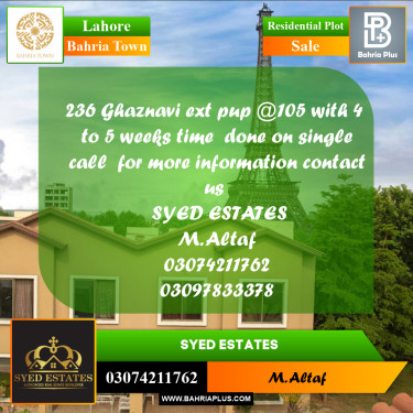 Residential Plot for Sale in Sector F - Ghaznavi Ext. Block -  Bahria Town, Lahore - (BP-155263)