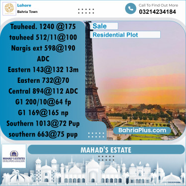 Residential Plot for Sale in Bahria Town, Lahore - (BP-155281)