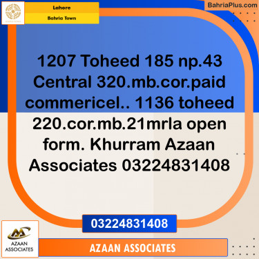 Residential Plot for Sale in Sector F - Tauheed Block -  Bahria Town, Lahore - (BP-155286)